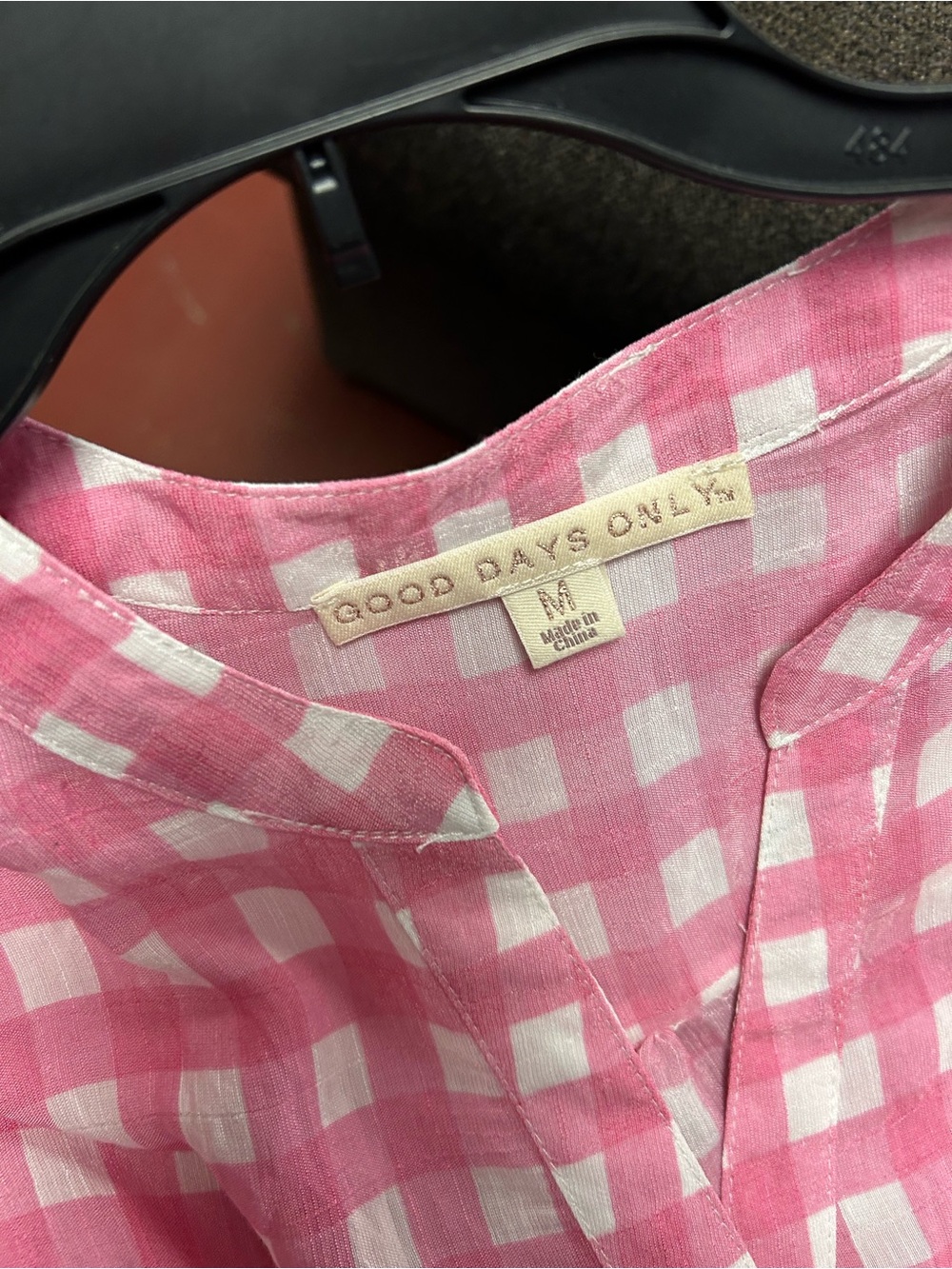 Pink & White Ombre Check Button-Front Blouse - Picture 4 of 4